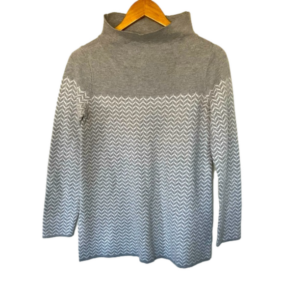 Aspen‎ Cowl Neck Grey Chevron Mock Neck Cozy Sweater Women's Size XS - Picture 1 of 7